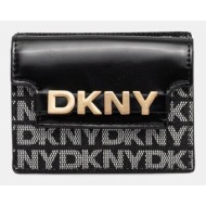 πορτοφόλι dkny χρώμα: μαύρο, r52z5m22 100% πολυουρεθάνη