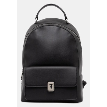 δερμάτινο σακίδιο trussardi χρώμα μαύρο, z608e005985n πάνω