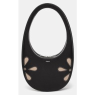 δερμάτινη τσάντα coperni petal swipe χρώμα: μαύρο, copba01pf6031 φυσικό δέρμα