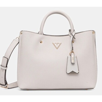 τσάντα guess meridian χρώμα μπεζ, hwbg69 74060 υλικό 1