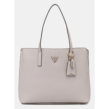 τσάντα guess meridian χρώμα μπεζ, hwbg69 74230 υλικό 1