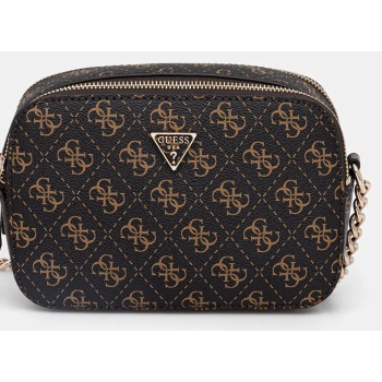 τσάντα guess noelle χρώμα καφέ, hwqg96 72140 100%