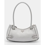 τσάντα guess rosalba χρώμα: ασημί, hwmy96 57170 δερμάτινη απομίμηση