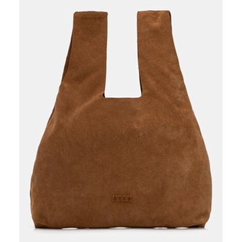 τσάντα σουέτ msgm χρώμα καφέ, 3941mdz65.966 δέρμα σαμουά