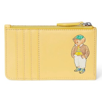 δερμάτινο πορτοφόλι polo ralph lauren χρώμα κίτρινο