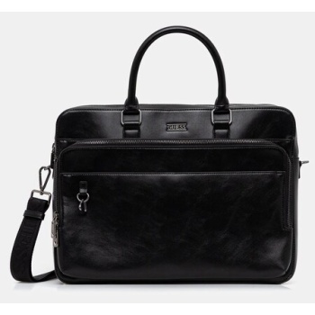 τσάντα guess boston χρώμα μαύρο, hmboca p5338 κύριο υλικό