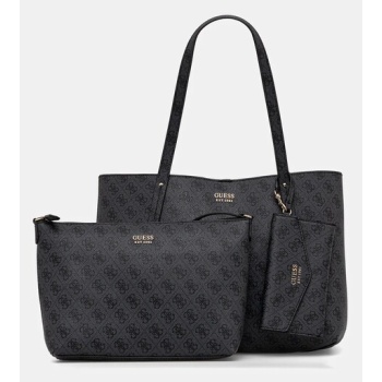 τσάντα guess brenton χρώμα γκρι, hwlg96 48230 κύριο υλικό