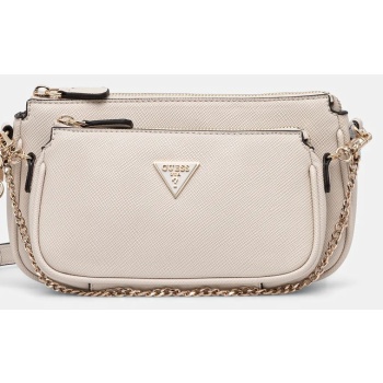τσάντα guess noelle χρώμα μπεζ, hwzg96 72710 κύριο υλικό