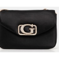 τσάντα guess prue χρώμα: μαύρο, hweg96 70780 100% πολυεστέρας