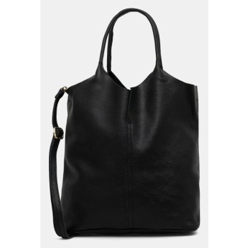 δερμάτινη τσάντα answear.lab χρώμα μαύρο 100% φυσικό δέρμα