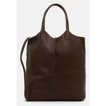 δερμάτινη τσάντα answear.lab χρώμα καφέ 100% φυσικό δέρμα