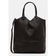 δερμάτινη τσάντα answear.lab χρώμα: καφέ 100% φυσικό δέρμα