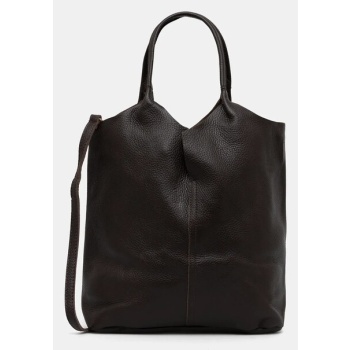 δερμάτινη τσάντα answear.lab χρώμα καφέ 100% φυσικό δέρμα