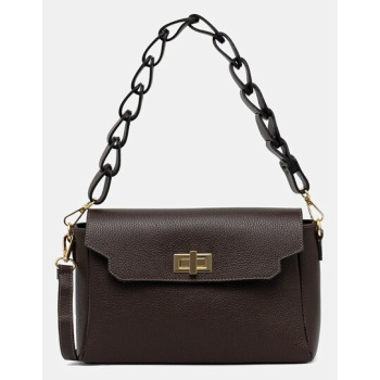 δερμάτινη τσάντα answear.lab χρώμα καφέ 100% φυσικό δέρμα