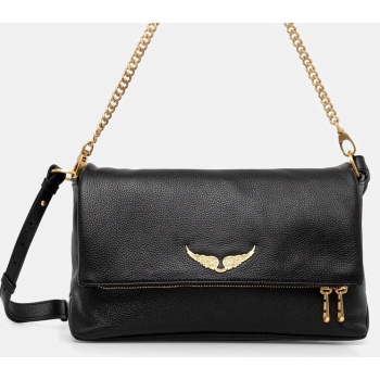 δερμάτινη τσάντα zadig&voltaire χρώμα μαύρο, lwba04125