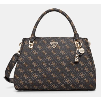 τσάντα guess noelle χρώμα καφέ, hwqg96 72070 κύριο υλικό