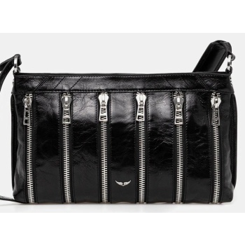 δερμάτινη τσάντα zadig&voltaire χρώμα μαύρο, lwba03952