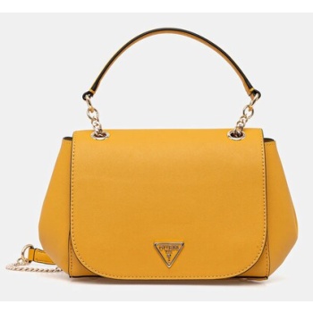 τσάντα guess talent χρώμα κίτρινο, hwng96 69210 δερμάτινη