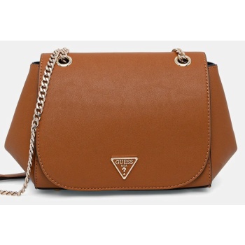 τσάντα guess talent χρώμα καφέ, hwng96 69210 δερμάτινη