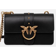 δερμάτινη τσάντα pinko χρώμα: μαύρο, 105856 a0f1 φυσικό δέρμα