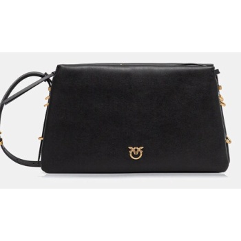 δερμάτινη τσάντα pinko χρώμα μαύρο, 105161 a0qo δέρμα