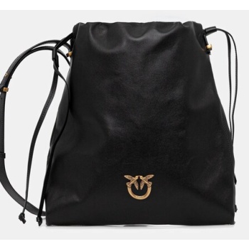 δερμάτινη τσάντα pinko χρώμα μαύρο, 104359 a0qo κύριο