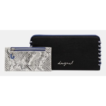 πορτοφόλι desigual capsule tiny zip fio χρώμα μαύρο