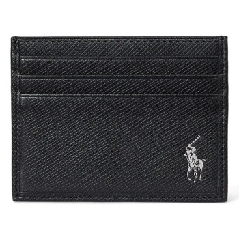 δερμάτινη θήκη για κάρτες polo ralph lauren χρώμα μαύρο