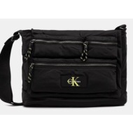 τσάντα calvin klein χρώμα: μαύρο, lv04g3147g 100% ανακυκλωμένος πολυεστέρας