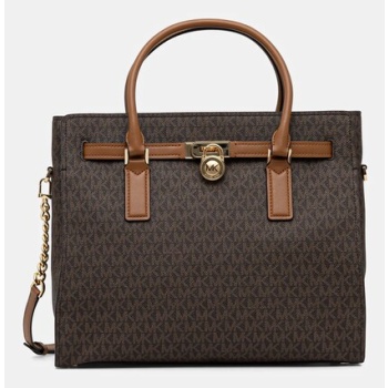 τσάντα michael michael kors χρώμα καφέ, 30f5gnxs3b κύριο