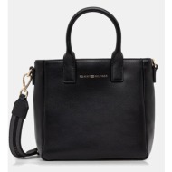 τσάντα tommy hilfiger χρώμα: μαύρο, aw0aw17861 100% πολυουρεθάνη