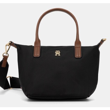 τσάντα tommy hilfiger χρώμα μαύρο, aw0aw17709 100%