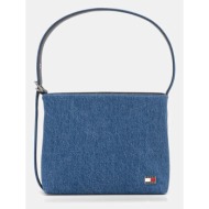 τζιν τσάντα tommy jeans χρώμα: ναυτικό μπλε, aw0aw17876 88% βαμβάκι, 12% πολυουρεθάνη