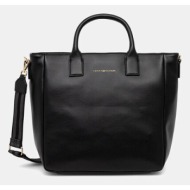 τσάντα tommy hilfiger χρώμα: μαύρο, aw0aw17971 100% πολυουρεθάνη