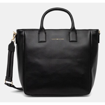 τσάντα tommy hilfiger χρώμα μαύρο, aw0aw17971 100%