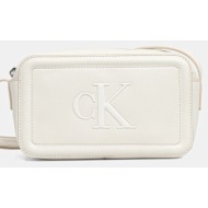 τσάντα calvin klein χρώμα: άσπρο, lv04f3220g 100% πολυουρεθάνη