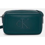 τσάντα calvin klein χρώμα: πράσινο, lv04f3220g 100% πολυουρεθάνη