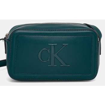 τσάντα calvin klein χρώμα πράσινο, lv04f3220g 100%
