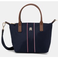 τσάντα tommy hilfiger χρώμα: ναυτικό μπλε, aw0aw17707 100% ανακυκλωμένο νάιλον