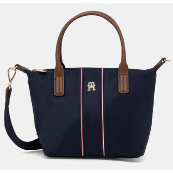τσάντα tommy hilfiger χρώμα ναυτικό μπλε, aw0aw17707 100%
