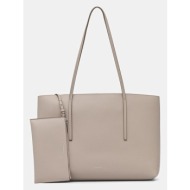 τσάντα calvin klein χρώμα: μπεζ, lv04f3274g 100% πολυουρεθάνη