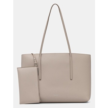 τσάντα calvin klein χρώμα μπεζ, lv04f3274g 100%