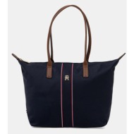 τσάντα tommy hilfiger χρώμα: ναυτικό μπλε, aw0aw17706 100% ανακυκλωμένο νάιλον