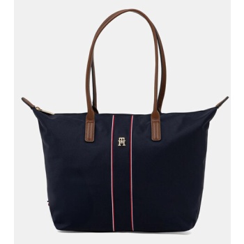 τσάντα tommy hilfiger χρώμα ναυτικό μπλε, aw0aw17706 100%