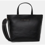 τσάντα tommy hilfiger χρώμα: μαύρο, aw0aw17694 100% πολυουρεθάνη