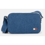 τζιν τσάντα tommy jeans χρώμα: ναυτικό μπλε, aw0aw17874 81% βαμβάκι, 19% πολυουρεθάνη