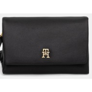 τσάντα tommy hilfiger χρώμα: μαύρο, aw0aw17698 51% ανακυκλωμένος πολυεστέρας, 49% πολυουρεθάνη