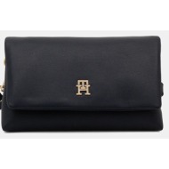 τσάντα tommy hilfiger χρώμα: ναυτικό μπλε, aw0aw17698 51% ανακυκλωμένος πολυεστέρας, 49% πολυουρεθάν