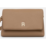 τσάντα tommy hilfiger χρώμα: μπεζ, aw0aw17698 51% ανακυκλωμένος πολυεστέρας, 49% πολυουρεθάνη