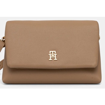 τσάντα tommy hilfiger χρώμα μπεζ, aw0aw17698 51%